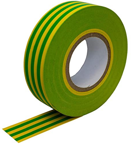 Lumonic 50 rollos Cinta aislante PVC 19mm x 20m verde/amarillo Cinta Iso I Adecuada para electricistas y aficionados I Cinta aislante en varias longitudes y colores