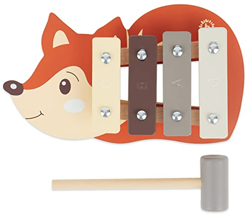 Bieco Mini Fuchs Kinder Xylophon - Baby Spielzeug Glockenspiel für Kinder ab 1 Jahr - Waldtiere Xylophon Holz - Glockenspiel Holz