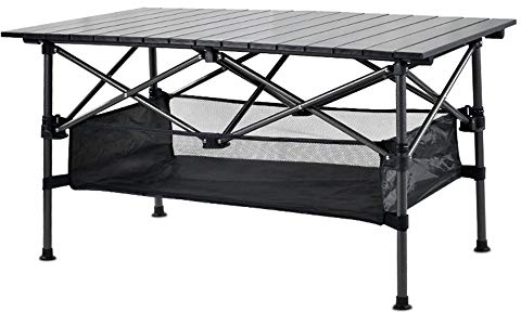 Klappbarer Camping-Tisch mit Aluminium-Tischplatte für Drinnen, Draußen, Camping, Strand, Garten, Grill, Party, Terrasse, Picknick