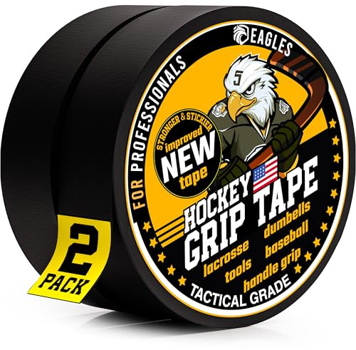 Hockey Tape Black 1inch Grip Tape 2 Roll Athletic Sports Tape Water-Resistan Multipurpose Cloth Tape for Lacrosse Baseball & Softball Bats, Pullup Bars, Sports Gift Wrist Ankle Foot Gymnastics Bar
