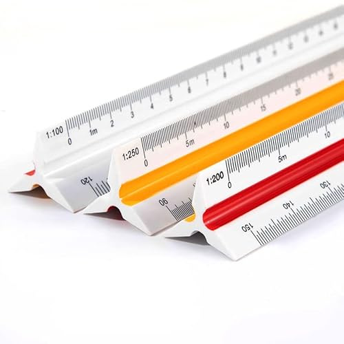 Maßstab Lineal, Kunststoff Dreikantmaßstab, 30CM Architektur Lineal Dreieckiger Lineal Metrisch Maßstab Lineal(Skalierung 1:100, 1:200, 1:250, 1:300, 1:400, 1:500)