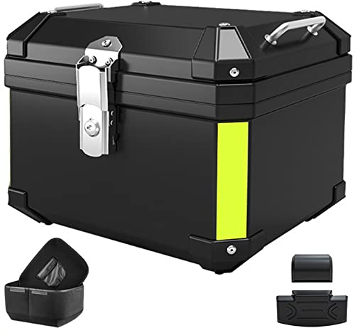 DXDRT Motorrad Heckkasten, 45L Motorrad Topcase, ABS Motorrad Trunk Mit Sicherheitsschloss, wasserdichte Motorrad Aufbewahrungsbox Mit Rückenlehne, Universal Motorrad Zubehör Für Helm Gepäck,Schwarz