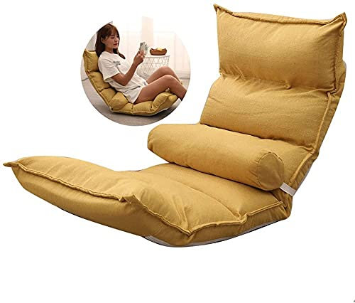 PURRL Lazy Sofa Stuhl Bodenstuhl Stuhl mit hoher Rückenlehne 2er-Set Liege Lazy Sofa Gepolstert Faltbar Bodensitz Wohnzimmer Baony (Gelb) Little Surprise