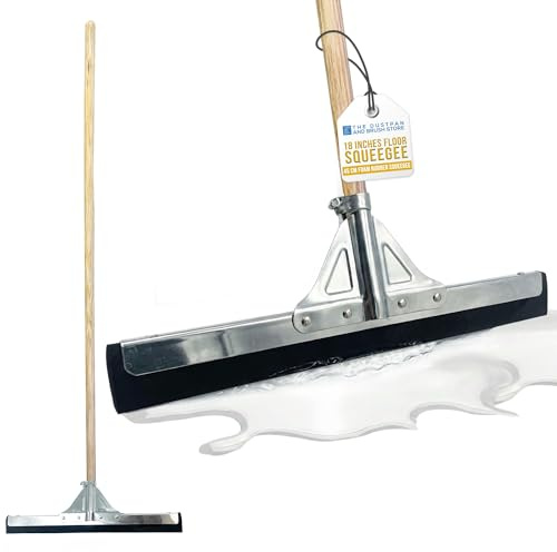 18 Floor Squeegee with 120cm Squeegee Long Handle, Floor Wiper with 2-Layer Foam Blade, Outdoor/Indoor Wet Room Floor Squeegee Heavy Duty, Ideal Squeegee Mop for Home