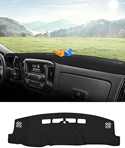 Autorder Dashboard Cover Mat for 2014-2018 Chevy Chevrolet Silverado/GMC Sierra 1500, 2015-2019 Silverado/GMC Sierra 2500HD 3500HD Accessories Dash Cover Flannel Sunshade Glare UV Rays Protector