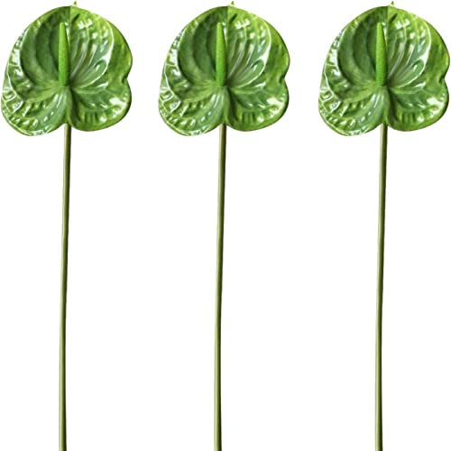 HAOSHICS Flores artificiales de lirio de anturio de 22 pulgadas, 3 ramos de flores de imitación tropicales para centros de mesa, decoración de festivales de boda de novia (F)