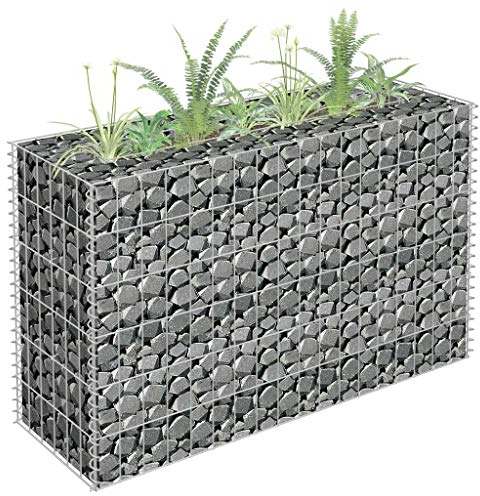 GuyAna Gabionen-Hochbeet Verzinkter Stahl 90×30×60 cm Hochbeet Garten GabionenköRbe Hochbeete FüR Garten Gabionen Zaun
