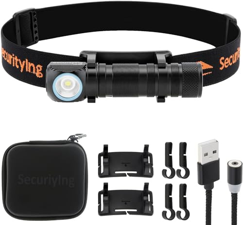 SecurityIng Superhelle Kopflampe, 1130 Lumen LED, Wasserdicht, Magnetische Aufladung, 9 Modi, Ideal für Outdoor & Indoor-Aktivitäten