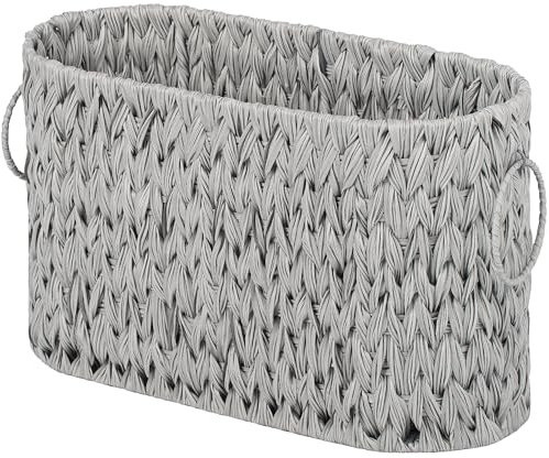 GRANNY SAYS Portarotolo per carta igienica, cestino per carta igienica per 6 rotoli mega, contenitori e cestini, cestino in vimini per riporre il bagno, portariviste e portagiornali da terra, Grigio