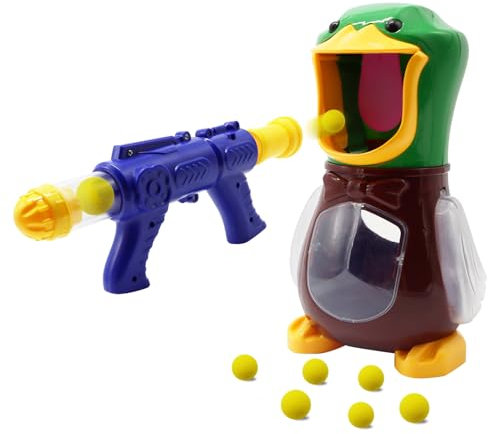 Hungry Ducks Shooting Game Toys, Yeelua Kids Target Shooting Games Air Pump Gun, Party Favor Christmas Toys, Electronic Target Practice Toys for 5+ year old Boy Girl (1 Air Pump Guns, 12 Foam Balls)