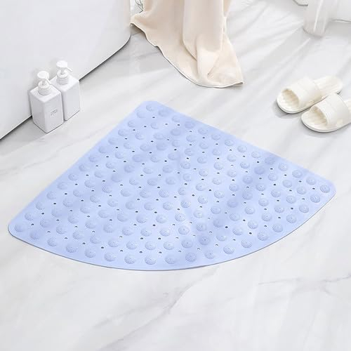 Enigmaire Eckduschmatte,Eck-Duschmatten für innen,Fächerförmig Duschmatte,Sicherheits Duschmatte,Antibakteriell Duscheinlage,rutschfeste,Anti-Schimmel,Schnell trocknend,Für Dusche oder Badewanne