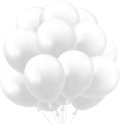 50 Stück Luftballons Weiß 12 zoll für Hochzeit Geburtstag Weihnachten Party Deko (Weiß)