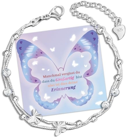 CheersLife Armband Damen Geschenke für Frauen Silberarmband Damen Geburtstagsgeschenk für Frauen Mädchen Armbander Schmetterling Armband FreundschaftsarmbäNder Weihnachtsgeschenke