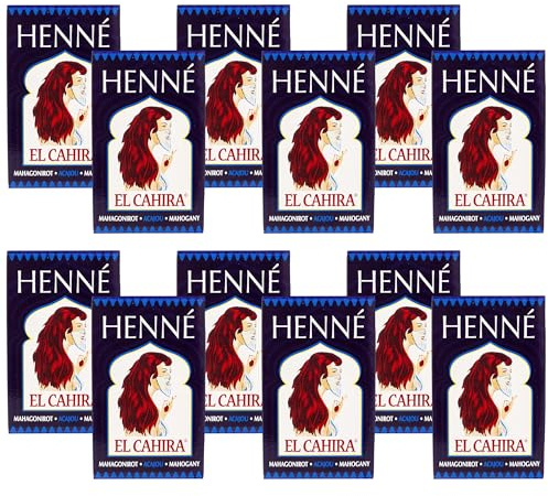 Generisch Hennedrog - Henna El Cahira mahagoni 12er Pack (XXL) - Haarfärbemittel auf pflanzlicher Basis in mahagonirot 12 x 85 g