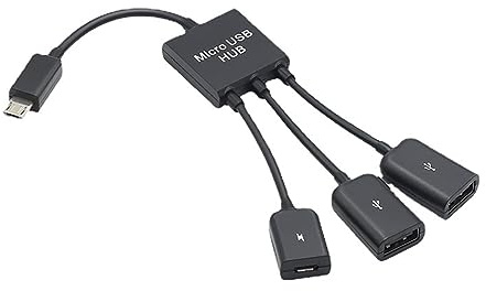 Micro USB to 2 OTG 3 Ports Hub Host Cable Splitter 3 in 1 Micro USB Type-C Adapter Converter USB HUB to 3.0 Powered PC to HDMI Compatible Laptop Fast Desktop Mount for Tablet Keyboard