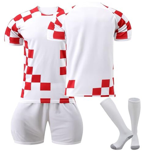 Kroatien 24 Fußball Trikot, Modric Hause/Auswärts Fußball Trikot für Kinder Erwachsener, Fussball Trikots Shorts und Socken Anzug Jungen Herren
