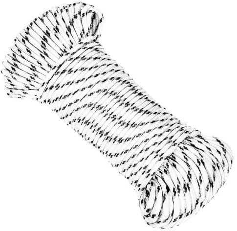 Homgoday Fune per barca intrecciata, corda di ancoraggio, fune di polipropilene intrecciata, per sport di barca, vela, bianco, 3 mm x 250 m, poliestere