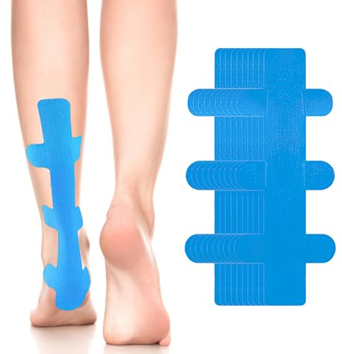 10 Stück Kinesiotapes für Fersensehne Precut, Achillessehne Hautfreundlich mit Perfektem Trage Komfort Wasserfestes Elastisches Physio Tape