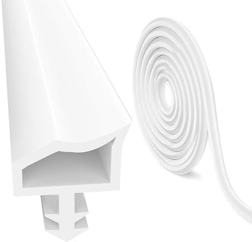 BEASAFY 10 Meter Türrahmenc Dichtung, Weiß Türdichtungen, Türabdichtung Gummi für Holzzarge Windschutz, Schallschutz und Kollisionsvermeidung, 4mm Nutbreite 7mm Nuttiefe 12mm Falz