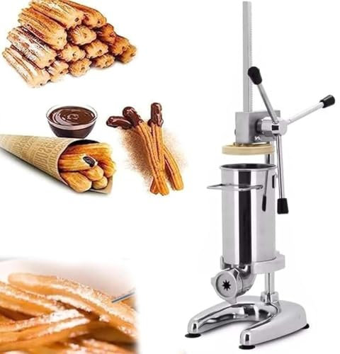 Macchina per Churros Commerciale, Macchina per Churros Spagnoli Manuali in Acciaio Inossidabile 2L/3L, Macchina per Churros Verticale Con 5 Ugelli per Ristoranti E Panetterie Domestiche,2L