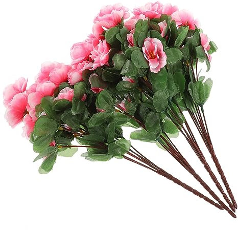 TOPBATHY 4pièces Fleurs Artificielles Rhododendron Décoratives pour Intérieur Chambre Salon Fond Image