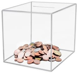 3.94”× 3.94”× 3.94” Clear Acrylic Money Box Smash Money Saving Box Clear Piggy Bank