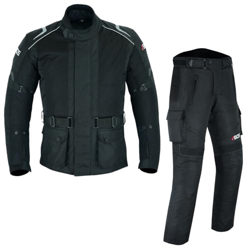 BOSmoto Herren Motorrad Touring Textil Kombi,Biker Motorrad Jacke und Hose,Herren Motorradkombi,Motorrad Sommer Textilkombi für Herren,Motorrad Kombi
