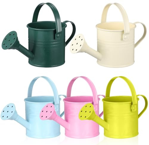 HANABASS 5 Kids Watering Cans, Mini Metal Gardening Tools for Toddlers | Lightweight, Easy to Carry, For Indoor Seedlings, Outdoor Play, Gardening Activities and Early Learning