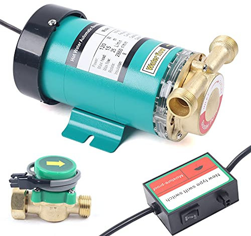 120W Automatic Booster Pump 3/4 Shower Pump 50ft Circulating Pump 25L/min Circulation Hot Cold Water Pressure Pump for Tap Garden Hose Irrigation Domestic Solar System