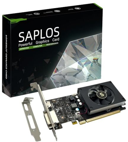 SAPLOS GT 1030 Grafikkarte, 4GB GDDR4 64-bit, HDMI DVI, Low Profile, PC Video Card Gaming, Computer GPU, 4K Support, DirectX 12, 2 Displays Support