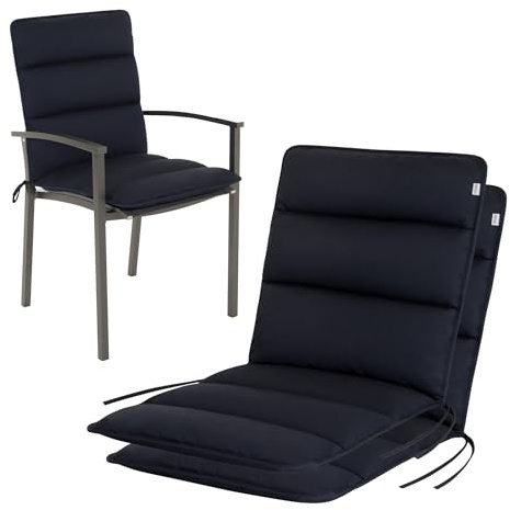 HAVE A SEAT Living Gartenstuhlauflagen 2er Set – Niedriglehner 100x48 cm – Ergonomisch & ca. 3 cm Dick – Wetterfest & Waschbar bis 95°C – Marine Blau | Serie Flair
