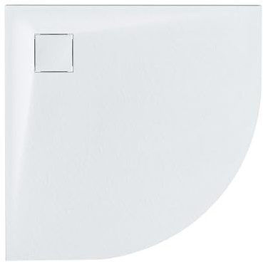 Piatto doccia minimalista con scarico SMC effetto pietra naturale bianco 80 x 80 x 3 cm