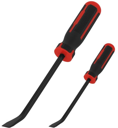 UNGFEI Lot de 2 pieds-biche noirs et rouges avec capuchon de frappe plus épais et pointe inclinée pour levier, soulever, gratter, tirer, 20,3 cm et 30,5 cm