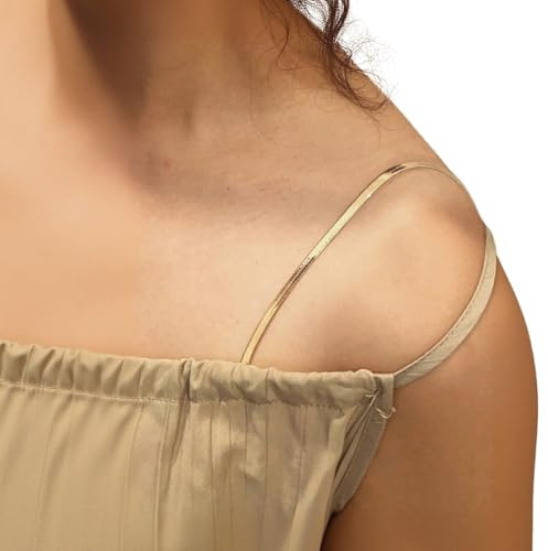 CharmBurst 1 Par de Tirantes de Sujetador Ajustables Dorados con Cadena de Hueso de Serpiente, Antideslizantes, Tirantes Brillantes para Sujetadores, Verano y Vestidos de Novia