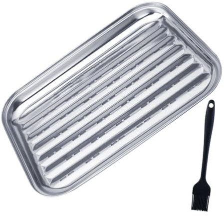 SUPVOX Placa De Parrilla De Acero Inoxidable Bandeja Multiusos para Barbacoas Camping y Picnics Al Aire Sartén para Parrilla y Sartén Coreana