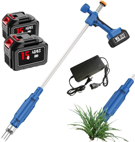 Arrache-Mauvaises Herbes électrique, Arrache-Mauvaises Herbes électrique à 3 Griffes avec Batterie 21 V 3000 Mah, Outils De Désherbage à Long Manche, Outil De Désherbage Debout, pour Pissenlits