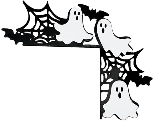 Halloween Türrahmen Deko aus PVC,Geist Wand-Skulptur,Horror Türecke Ornament,Door Frame Decorations Wandskulptur Dekorative Ornamente für Party, Ornament, Topper Rahmen (Black, 24x18.5cm)