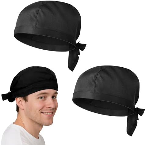 Seefey Lot De 2 Toque de Cuisinier, Calot Cuisine, Bandana Homme pour Hommes Et Femmes, Chapeaux De Chef Extensibles pour Restaurants, Cuisines, Boulangeries, Cafés, Hôtels et Supermarchés
