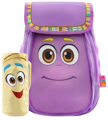 DORA Sac A Dos Et Trousse Pour Fille, Sac D'école Amusant Pour Enfant, Violet, Taille Unique