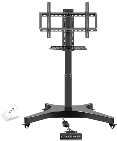 Soporte De TV, Carro De TV con Ruedas, Carro De Pantalla Móvil Regulable En Altura con Función De Memoria De Altura Y Elevador De TV Motorizado para Pantallas De 32 A 75 Pulgadas
