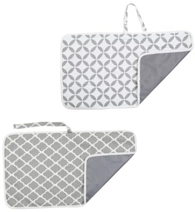 TOBBOMEY 2 pezzi Tappetini Impermeabili per Cambio Pannolino Riutilizzabili per Ragazzo Ragazza Assorbenti e Leggeri per Viaggio Protezione Contro Urine e Umidità Colori Bianco e Grigio