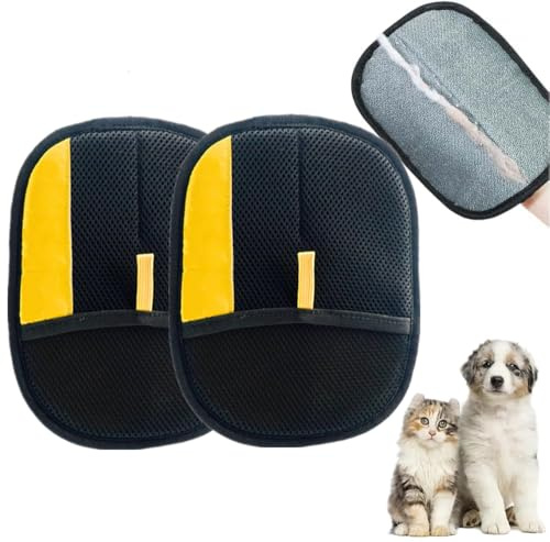 Handschuh zur Entfernung Von Tierhaaren für Katzen & Hunde, Upgrade Versatile Double Sided Pet Hair Remover Glove, Tierhaar Tschüss, Effiziente Pflegehandschuhe Katzenhaarentferner Handschuh (2-PCS)