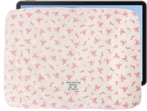 Puffy Laptop Hülle für 14 Zoll Laptop Süße Blumenmuster Laptoptasche Kompatibel mit MacBook Air/Pro Retina 13-13,3 Zoll Notebooks und MacBook Pro 14 Zoll (Rosa)