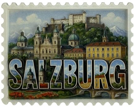 Kühlschrankmagnet Souvenir – Salzburg Skyline Motiv mit Festung Hohensalzburg, 3D Magnet – Reiseandenken Mitbringsel & Geschenkidee