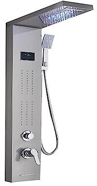 Columna de Ducha, Grifos de ducha de nuevo estilo, grifo mezclador, panel de ducha de baño negro, columna de ducha LED con pantalla digital(Brushed 8011)