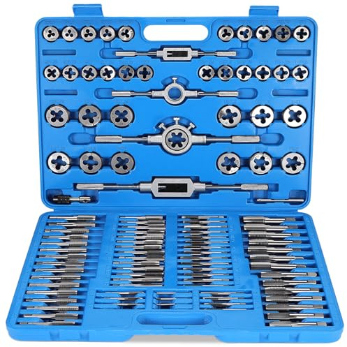 Faankiton 110PCS Coffret Tarauds et Filières Outil de Filetage et Taraudage | M2-M18 Jeu de Tarauds et Matrice, Ensemble de Tarauds et Filières, Kit de Filetage pour Filetages Internes et Externes