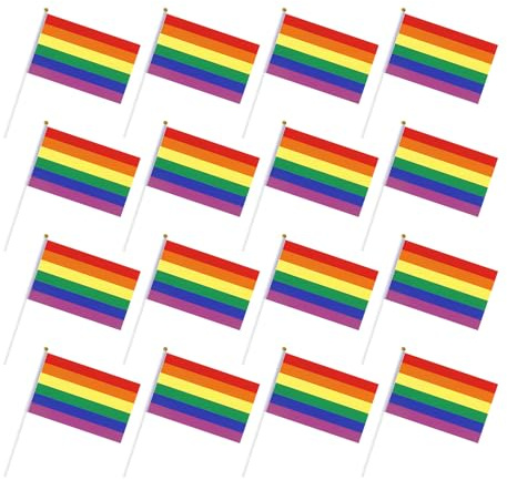 16 Banderas Lgbt Pride Arcoíris Para Saludar, Tamaño 21 X 14 Cm, Banderitas De Colores Para Eventos Pride, Fiestas Y Celebraciones, Juego Completo