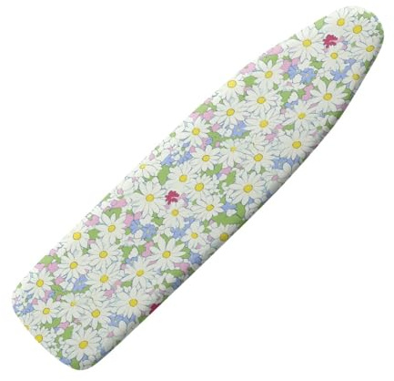 BüGelbrettbezug 120x40 Weiße Daisy üBerzug BüGelbrett FüR DampfbüGeleisen, Mit Hitze- Und Dampfreflektion FüR Schnelleres BüGeln, Mit Elastischem Gummizug