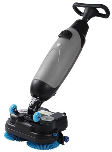 Balai laveur de sols sans fil commercial, rechargeable, 43 cm (17 po), double brosse, capacité de nettoyage de 1 200 m²/h, idéal pour villas, bureaux et hôpitaux (gris).