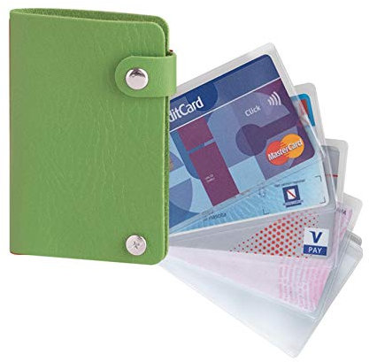 Agendepoint.it Porte-cartes de crédit et cartes magnétiques 10 emplacements, Ouverture éventail, Vert